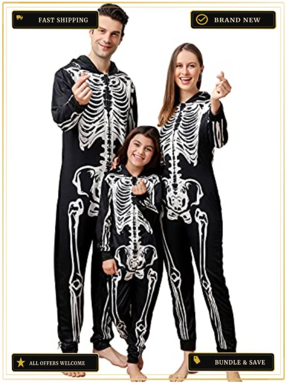 Halloween Family Matching Onesie Pajamas Hooded Zip Loungewear